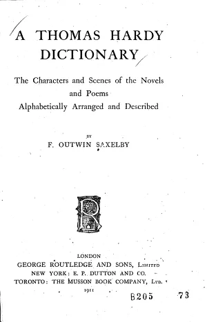 Cover of A Thomas Hardy Dictionary