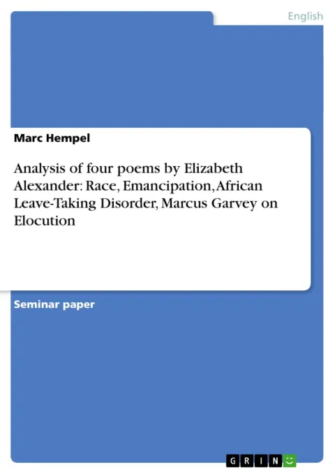 Cover of Analysis of Four Poems by Elizabeth Alexander